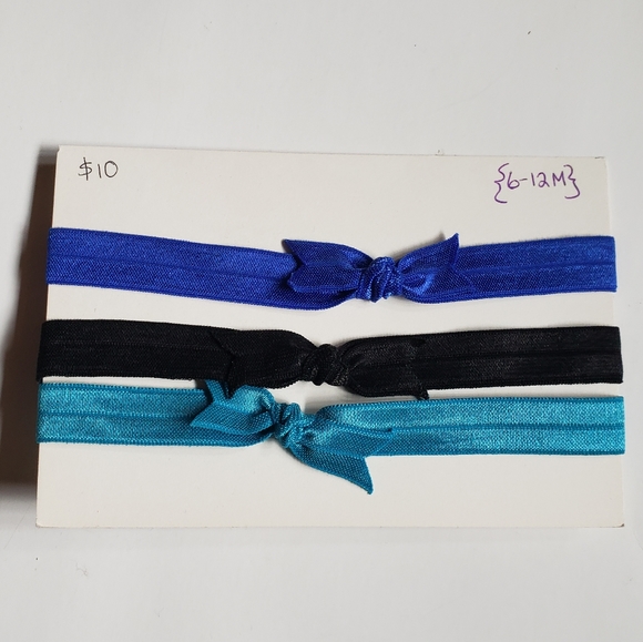 3/$20 Set of 3 baby girls bow headband hair accessories Size 6 to 12 months blue - Picture 4 of 5